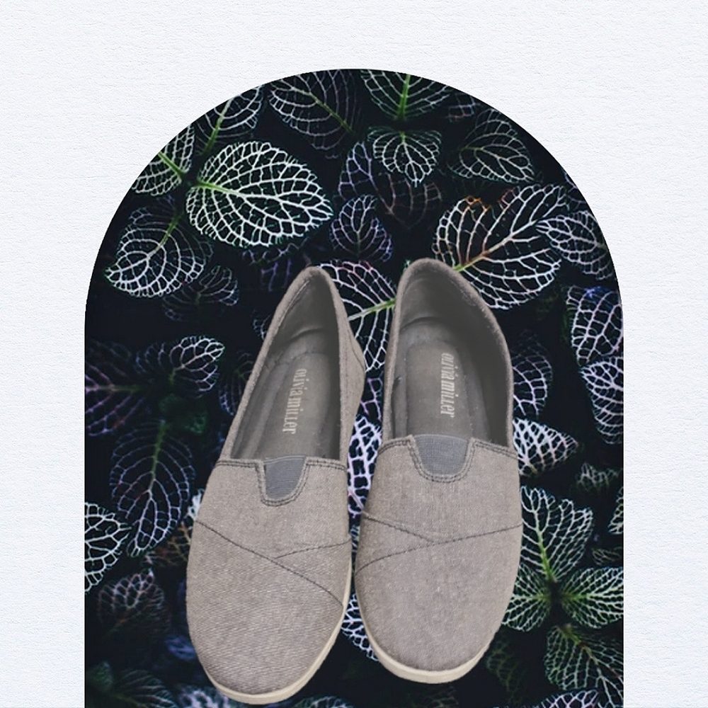 Denim slip-on flats